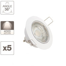 Load image into Gallery viewer, Pack de 5 spots encastrés XANLITE - lumière neutre - ampoules LED GU10 incluses
